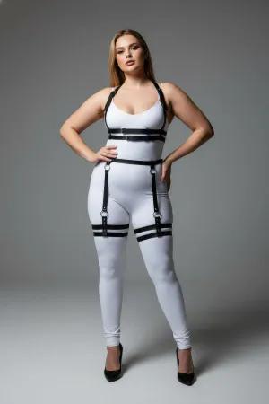Black Faux Leather Full Body Harness Women Adjustable Straps