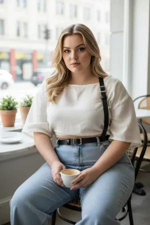 Black Faux Leather Diagonal Strap Cinch Harness over a white shirt and jeans