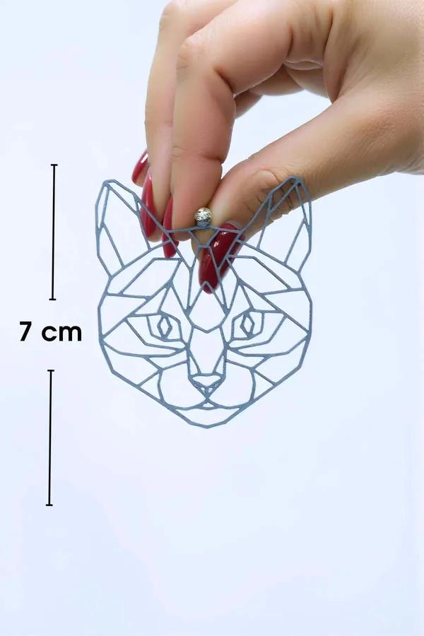 Rainbow holografik lazer kesim geometrik kedi yüzü küpe, mavi sarı pembe renk yansımalı akrilik stud küpe