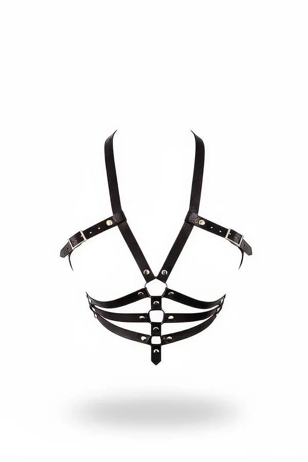 siyah vegan deri vücut harness gümüş tokalı çift bel bandı V omuz askılı kadın kemer aksesuarı
