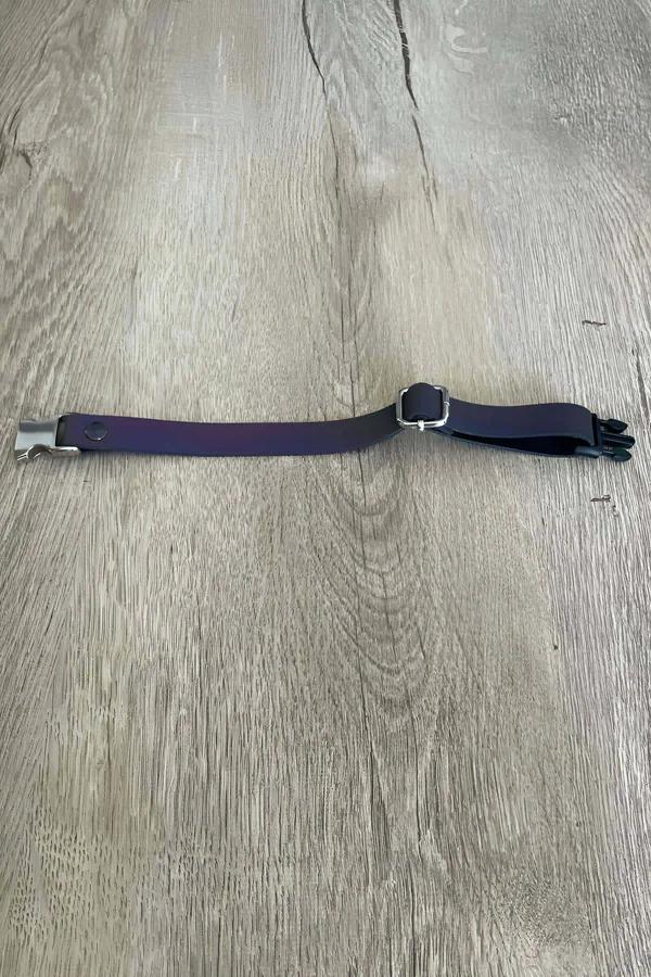 Reflektörlü kedi boyun tasması mavi PVC band gümüş çelik quick-release toka ve D-halka kaydırıcı