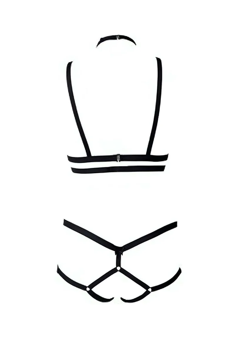 Full Body Elastic Harness Set Flat Lay