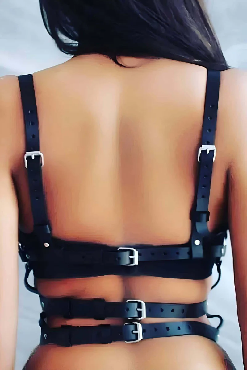 Black Faux Leather Chest Harness