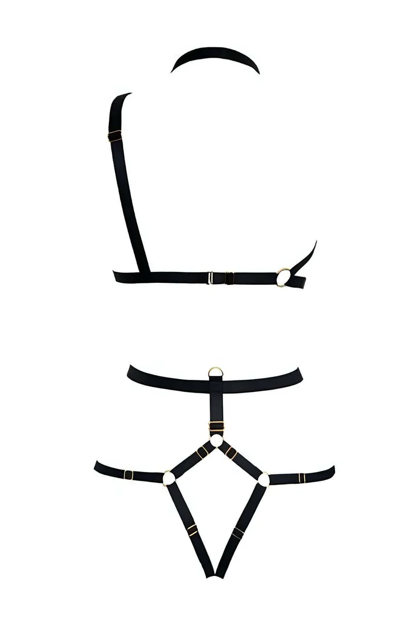 Intimate Fashion Harness Set Black W
