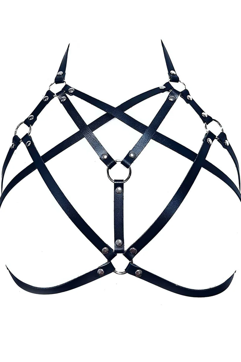 Black strappy chest harness festival lingerie
