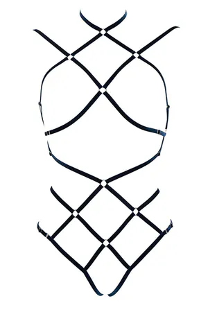 Black Strappy Body Harness Men Adjustable O-Ring Details