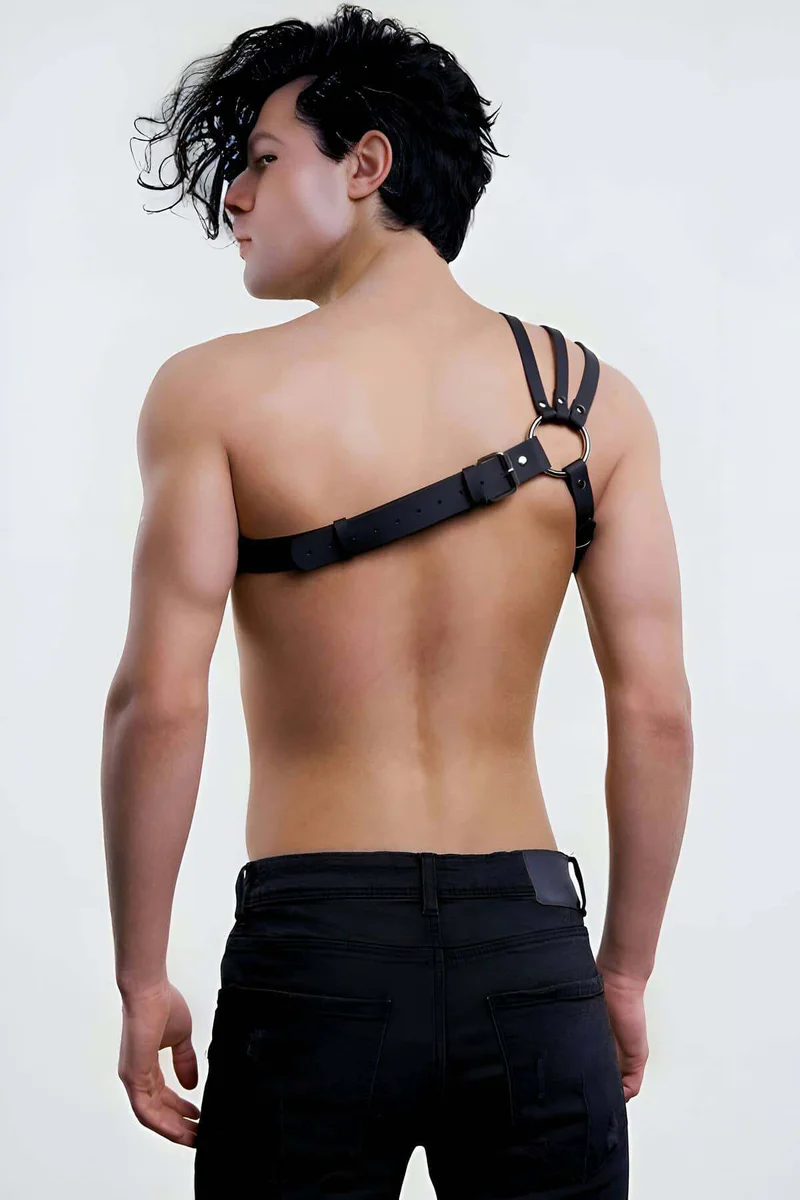 Black Vegan Leather Chest Harness O