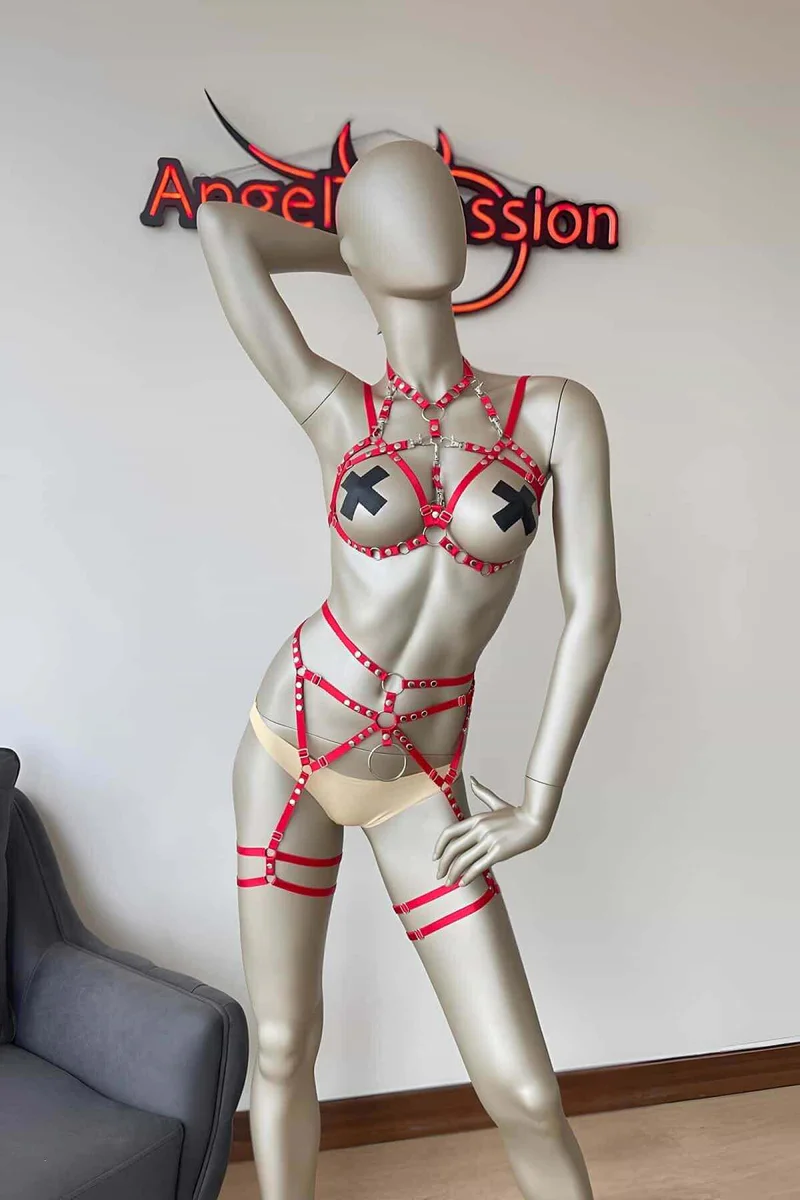 Red Body Harness Set Front View Silver
