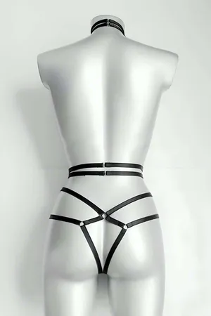 Ağ Kısmı Açık Seksi Jartiyer Harness - APFT370