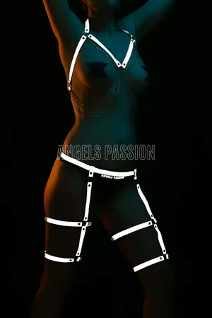 Reflective Body Harness Set Women White Straps Rave Fashion