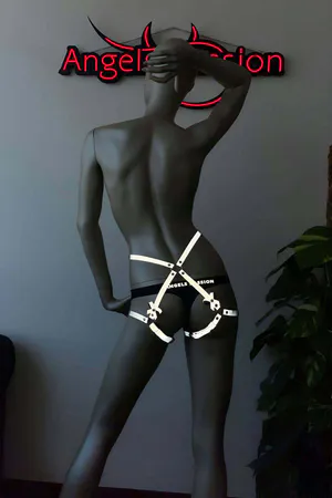 Reflective Glow Hip Harness and Garter Straps Black Adjustable