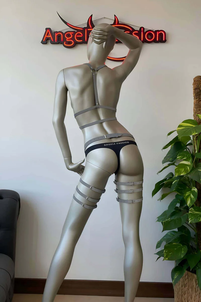 Reflective Body Harness Set Silver Side Profile