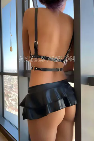Black Faux Leather Strappy Body Harness with O-Ring