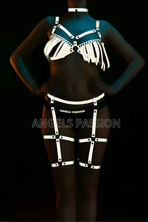 Reflective Harness Set Women Fringe Bra Garter Straps