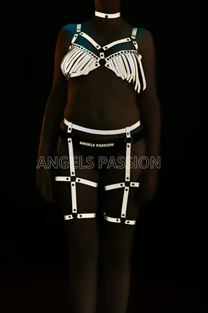 Reflective Harness Set Women Fringe Bra Garter Straps