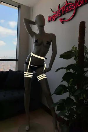 Reflective Leg Harness Garter Black White Glow Festival Wear
