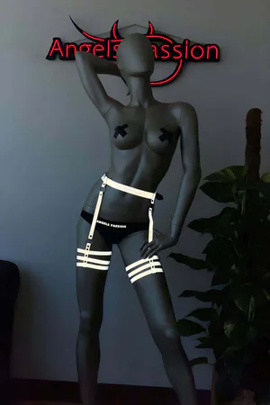Reflective Leg Harness Garter Black White Glow Festival Wear