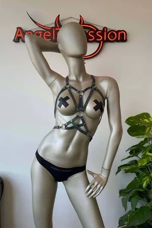 Reflective Rainbow Rave Body Harness Caged Design