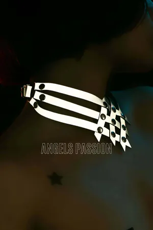 Reflektörlü Örgü Choker Kadın Boyunluk Yansıtıcı Beyaz