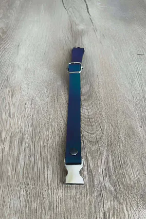 Reflective Gradient Faux Leather Cat Collar Navy to Teal Quick-Release Buckle