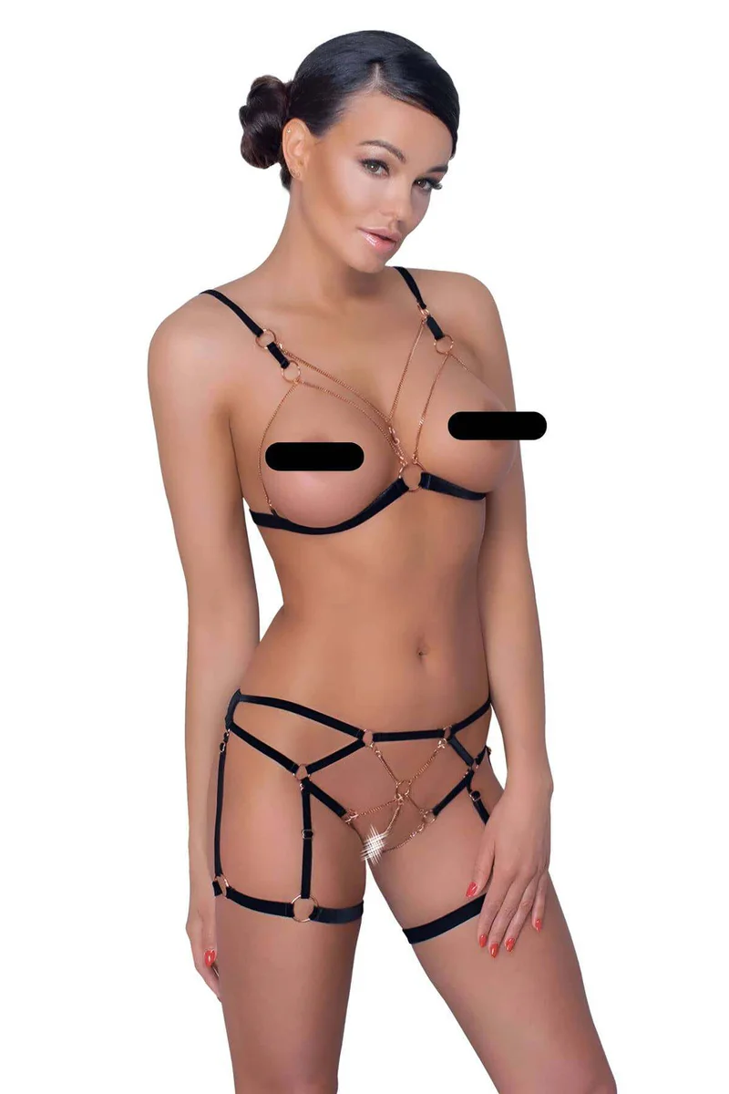 Black Garter Belt with Leg Straps