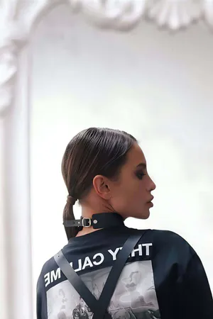 Black Faux Leather Lace-Up Choker Necklace