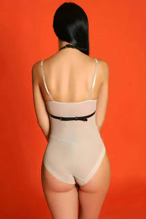 Black Faux Leather Strappy Body Harness with O-Rings
