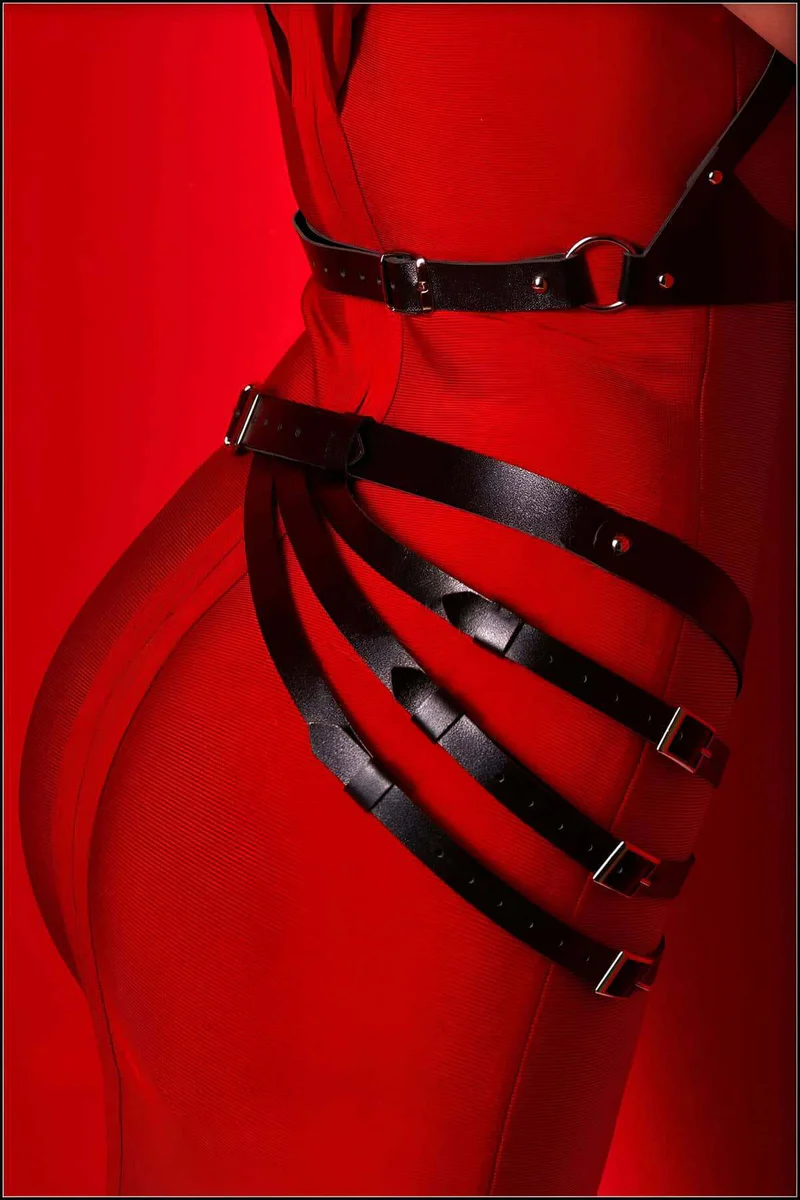 Black vegan leather festival harness
