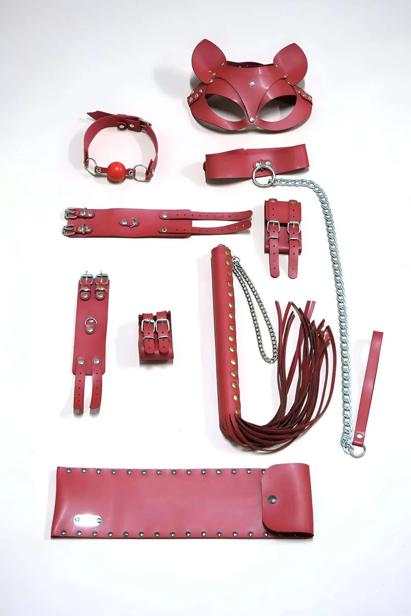 Red Faux Leather Cat Mask