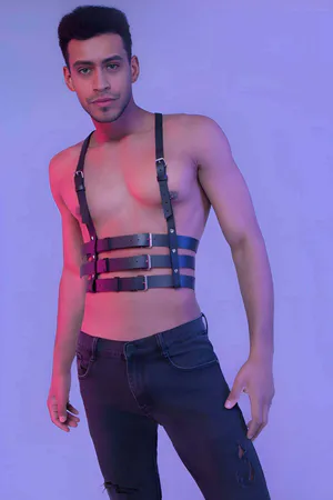Black Faux Leather Multi-Strap Body Harness