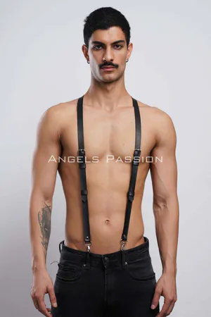 Black Faux Leather Adjustable Shoulder Harness Straps