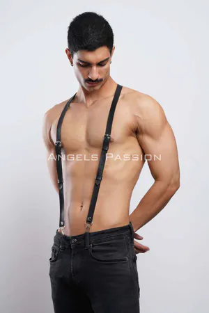 Black Faux Leather Adjustable Shoulder Harness Straps
