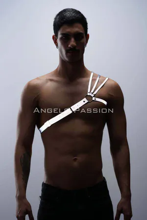 Asymmetrical Reflective Chest Harness with Silver O-Ring