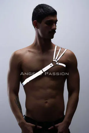 Asymmetrical Reflective Chest Harness with Silver O-Ring
