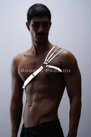 Asymmetrical Reflective Chest Harness with Silver O-Ring