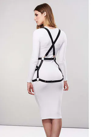 Seksi Deri Elbise Üzeri Deri Harness - APFT1390