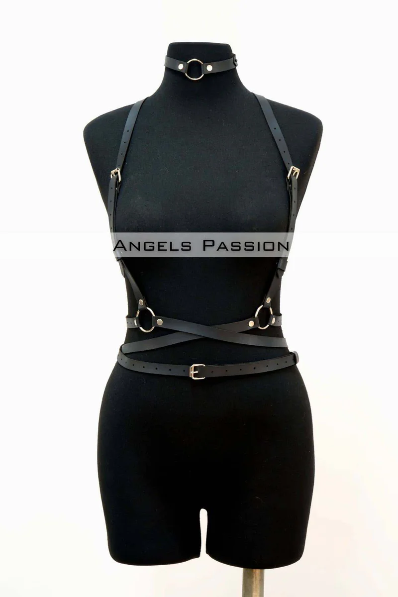 Ayarlanabilir bel kemerli siyah body harness yan görünüm
