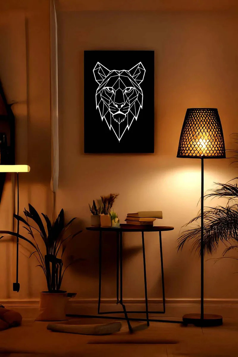 Reflective Interior Design Art Piece White Geometric Lines