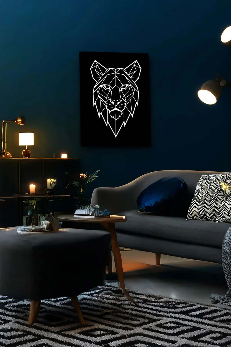 Geometric Lion Wall Decor with Reflective Finish - 6