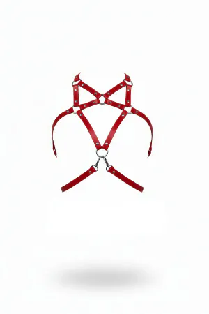 Kırmızı Kadın Kemer Deri Metal Halka Detaylı Gövde Aksesuarı - APFT108