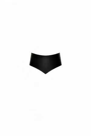 Black Faux Leather High Waist Shorty Panty Smooth Finish