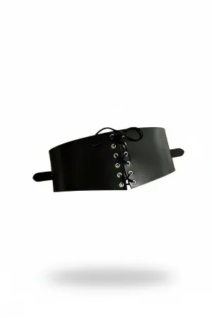 Black Faux Leather Lace-Up Corset Waist Harness Silver Eyelets