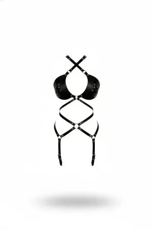 Siyah Faux Leather Body Harness Kadınlar İçin Çapraz Kemerli