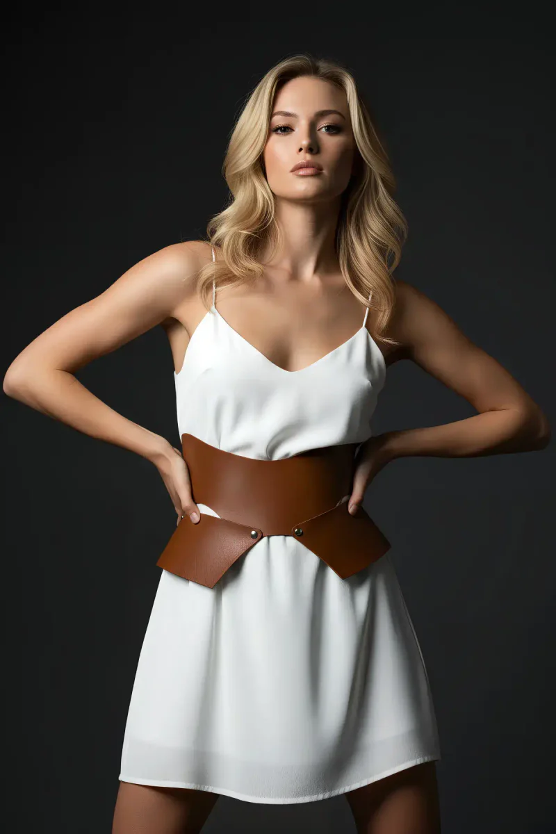 Asymmetrical Hip Harness Close-Up Tan