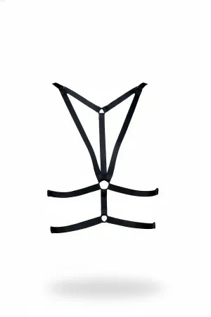 Black Strappy Chest Harness with Double O-Rings Adjustable Vegan Leather