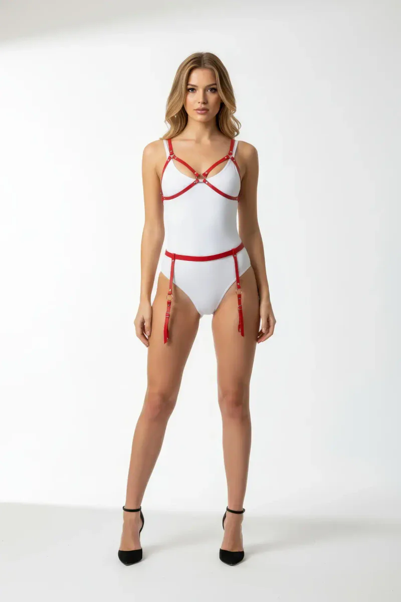 Red strappy lingerie set