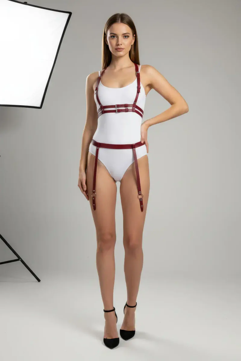Claret Red Body Harness Front View