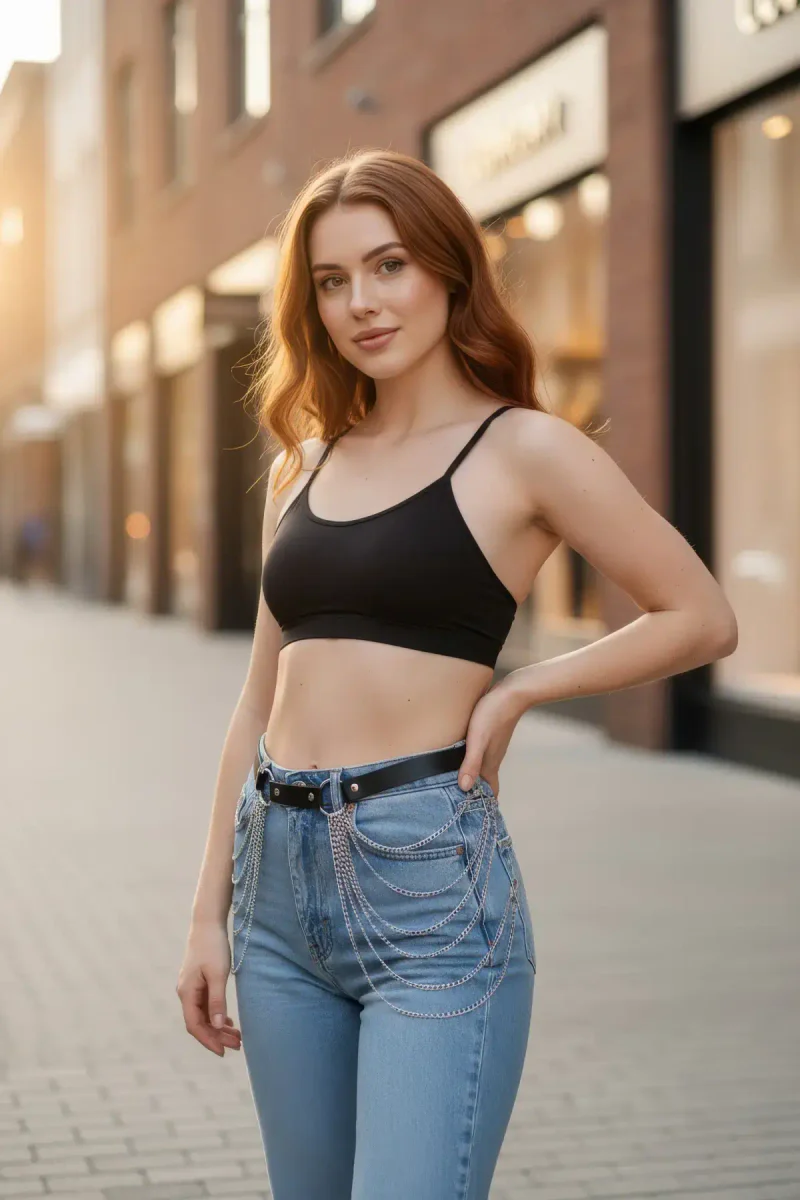 Vegan Leather Hip Harness Belt Side View with
