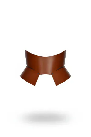 Tan Vegan Leather Waspie Waist Harness Structured Flared Panels