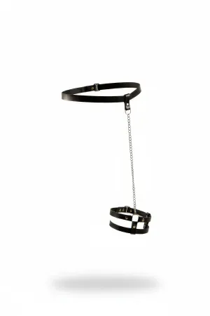 Black Faux Leather Waist Harness with Detachable Silver Chain and Double Strap Leg Garter
